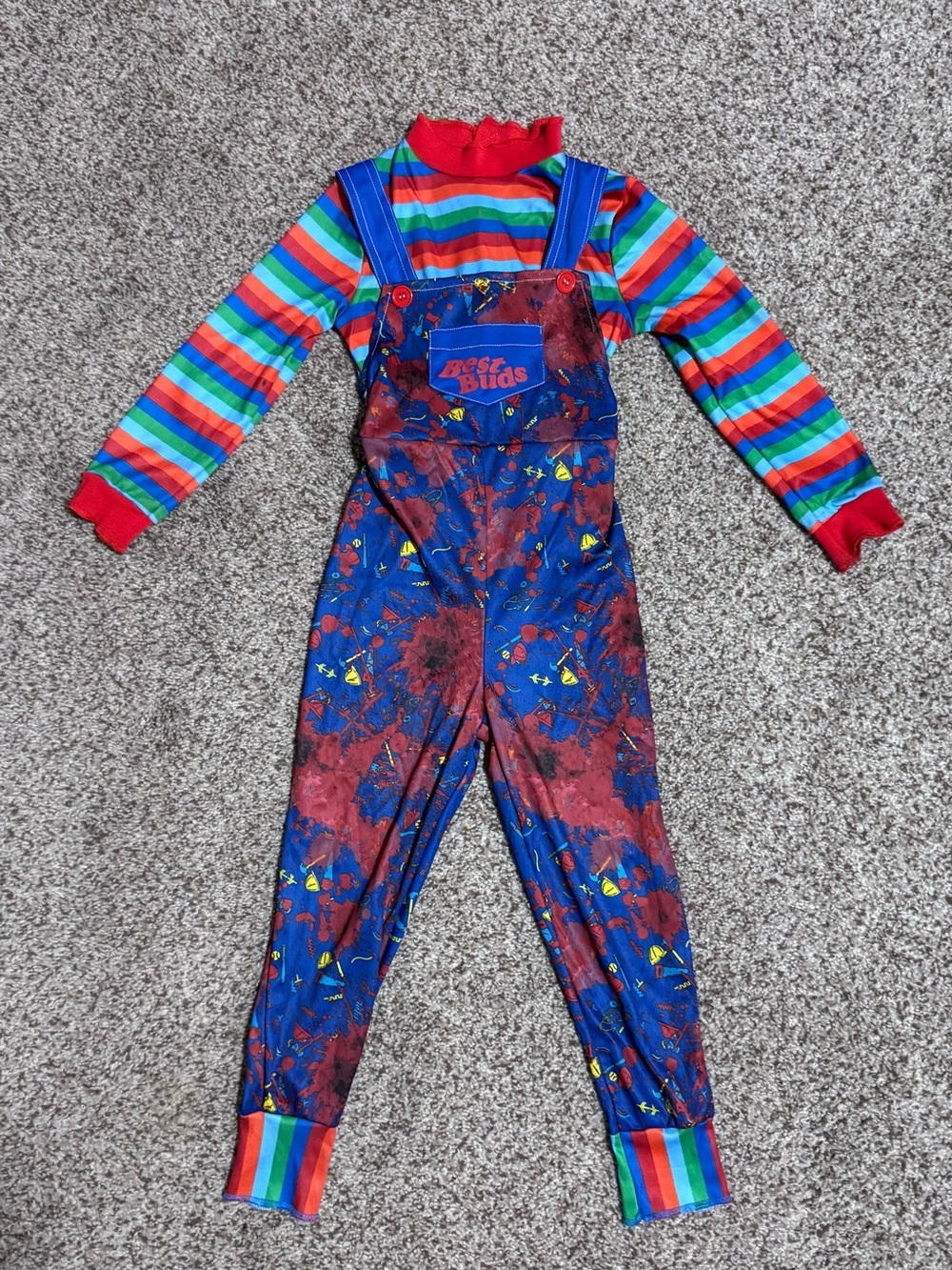 Kid’s Chucky One Piece Overalls Costume - Halloween Sz 4-5 yrs